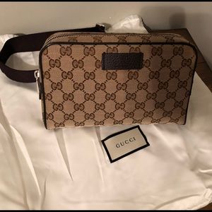 Brand new Gucci waist belt bag 449174 brown canvas